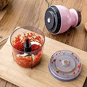 Capsule Cutter Quatre Mini Electric Food Processor and Blender 4-Blade Multipurpose Chopper and Grinder for Meat Vegetables Fruits and Smoothies Compact Powerful Kitchen Mixer-Pink