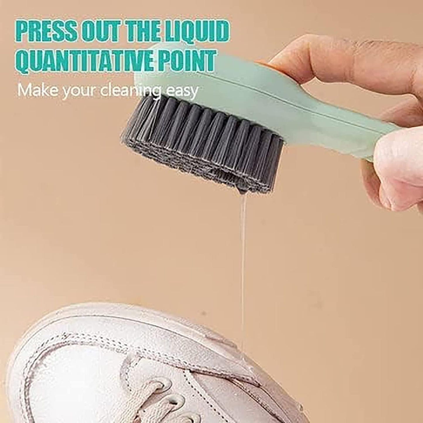 2 in 1 Brush Soap Dispensing Cleaning Brush with Handle Scrubbing Reusable Washing Shoe Brush for Shoes Clothes Cleaning