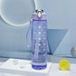 Transparent Motivational Water Bottle 900ML with Time Marker, Leakproof BPA Free Sipper Bottle for Gym, Office, School & Outdoor Use