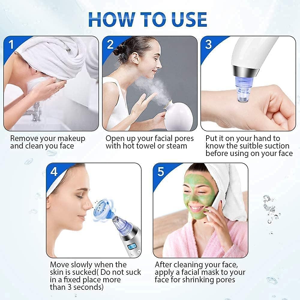 4 in 1 Multi-function Blackhead Remover Tools | Electric Derma suction Machine | Acne Pimple Pore Cleaner Vacuum Tool-Device for Nose & Skin Care