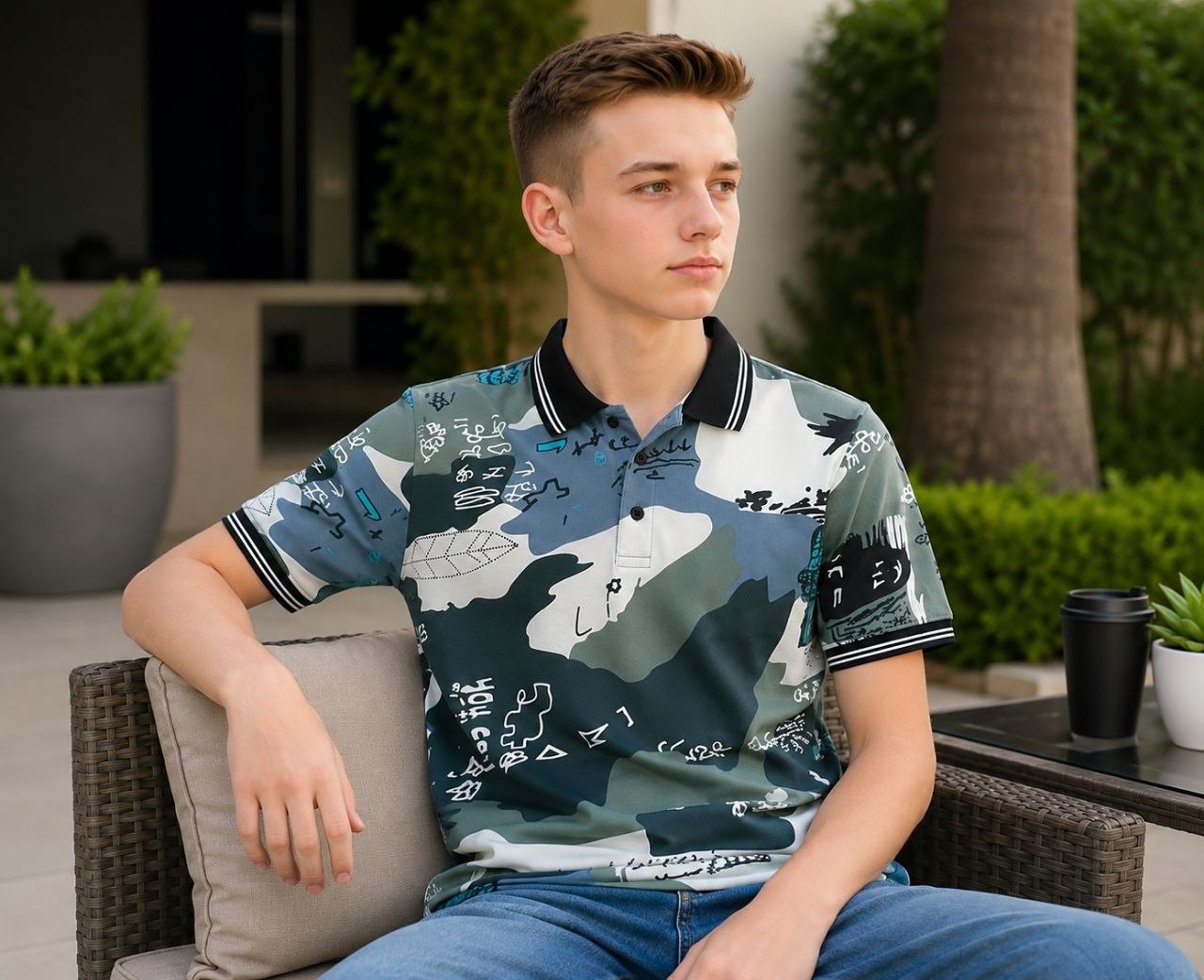 T-SHIRT  :-   TITLE:- Boys Polo T-Shirt with Ribbed Collar,Boys Short Sleeve Polo Neck T-Shirt,Boys Casual Polo T-Shirt,Boys Regular Fit Polo T-Shirt,Boys Printed Polo T-Shirt