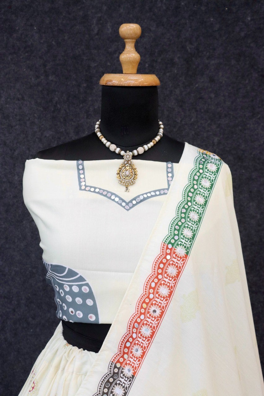 New Lounching Digital Print Muslin Cotton Lehenga Choli 💫.  VC SERIES:- 287  Lehenga(Semi-stitched) Lehenga Fabric : Muslin Cotton