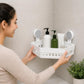 Bathroom Corner Shelf Wall Mounted | No Drill Suction Cup Shower Rack | Plastic Waterproof Corner Storage Organizer for Bathroom & Kitchen