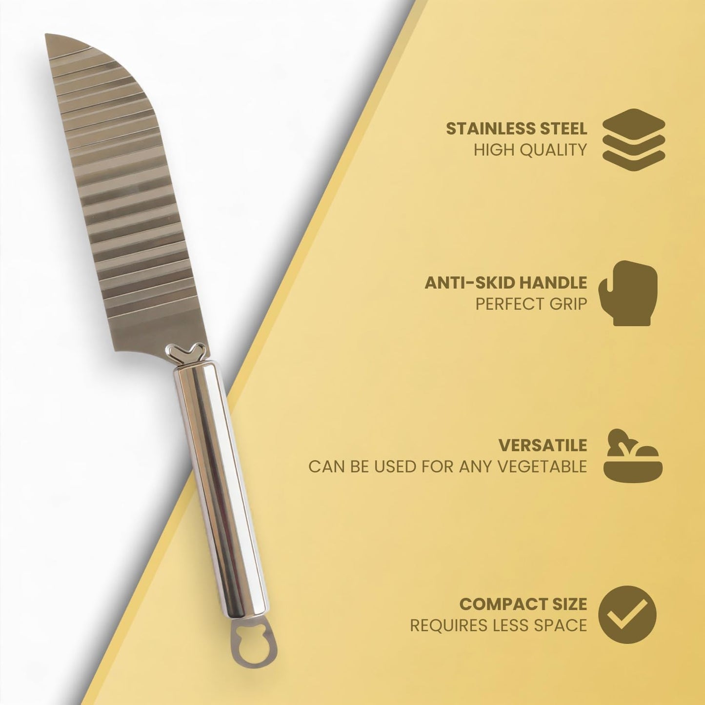 Stainless Steel Crinkle Knife for Potato, French Fries & Vegetable Cutting | Wavy Cutter Slicer for Chips, Fruits & Veggies | Creative Food Garnishing & Salad Preparation