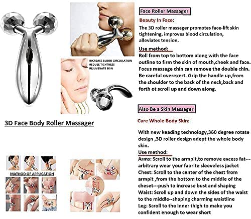 ikis 3d Massager Roller 360 Rotate Silver Thin Face Full Body Shape Lifting Wrinkle Remover Facial Massage Relaxation Tool,Body Itch Scratcher Stick - Pack of1