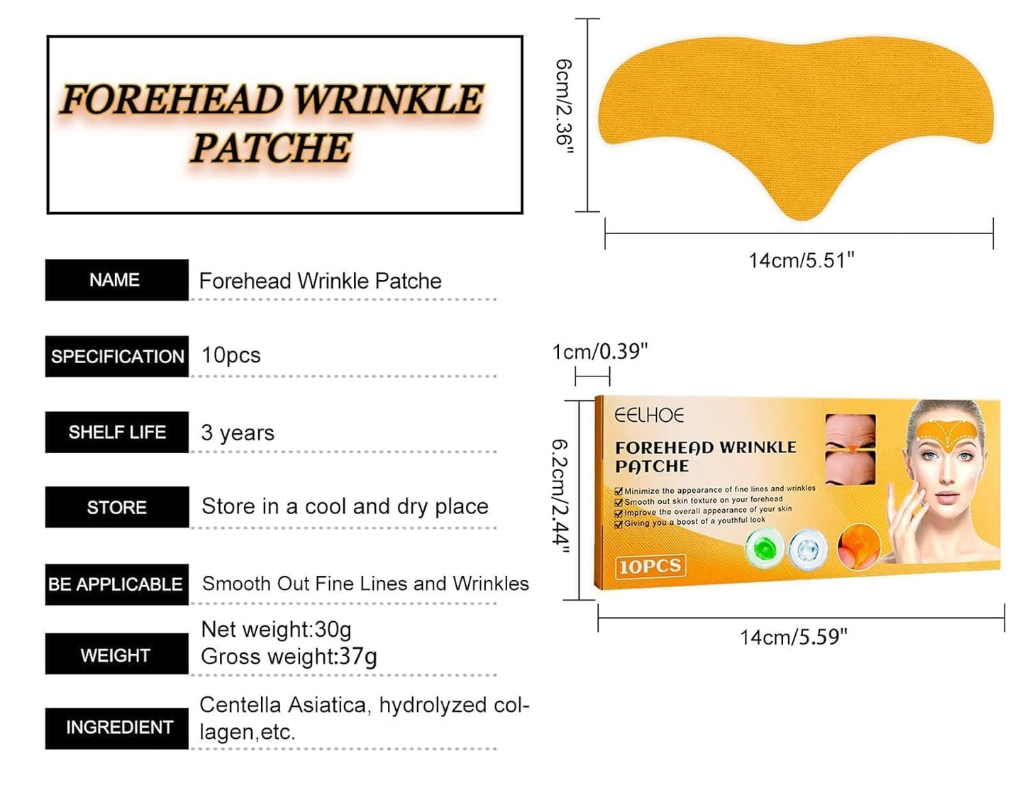 10 Pcs Forehead Wrinkle Patch Anti-Wrinkle Forehead Pads - Smooth Face Mask With Hydrolysed Collagen Face Treatment Multipurpose Anti-Aging Forehead Mask For Men & Women