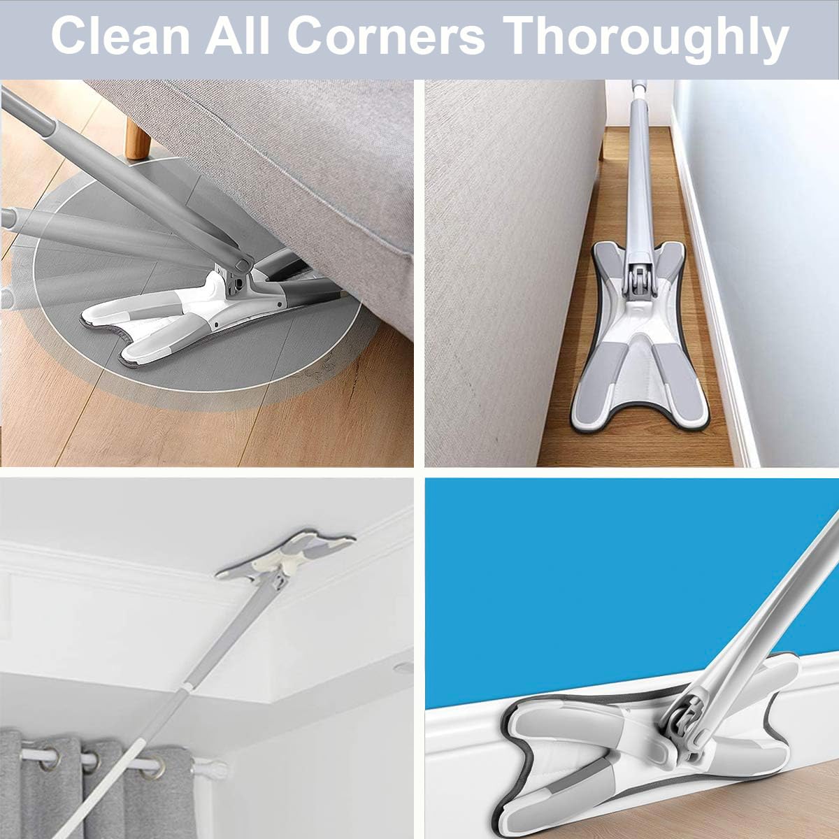 STELLIX Mop Pocha for Floor Cleaning|X-Shape 360� Mop with Flexible Head, Ideal for Wet & Dry Cleaning for Any Surface | Super-Absorbent Pads