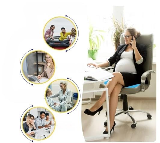 B W Egg-Seater Gel Honeycomb Seat Cushion, Ergonomic Orthopedic Support, Blue Cooling Pad with Non-Slip Cover for Office Chair, Car, Wheelchair.