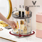 360° Rotating Makeup Organizer Box - Cosmetic Storage with Drawers, Plastic Makeup Holder Stand for Dressing Table, Lipsticks, Nail Polishes & Accessories (Light Gray, 2 Layer)