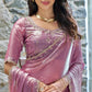 Space Sattin Multi Sequence Full Worked Saree With Original Mirror Lace & Havey Sequence Full Worked Blouse