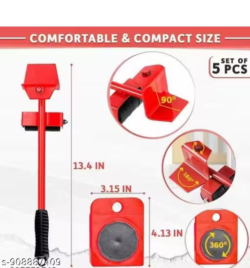 Divviks Furniture Lifter Mover Tool Set Heavy Duty Furniture Lifter With 4 Sliders For Easy And Safe Moving 360 Degreee Red Color