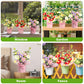 KAIDAA Handmade Korean Crochet Flower Bouquet with Shiny Led Lights & Polybag Knitted Floral Arrangement with Decorative Leaves | Tabletop Home Decor, Desk, Valentine Day Gift