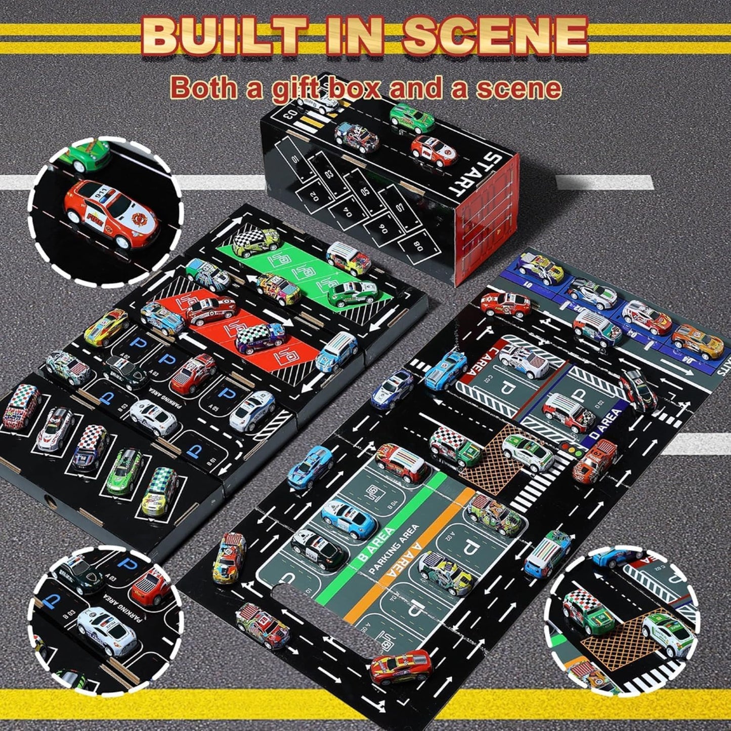 GITGRNTH 48 Pcs Pull Back Car Set for Kids with Storage Container Box | Mini Racing Toy Cars for Learning & Play | Friction Powered Toy Vehicles for Boys & Girls Age 3+