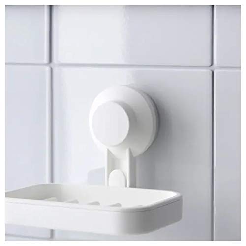 IKEA Tisken Recycled Abs Plastic Soap Dish with Suction Cup, White (Length: 14 Cm (5 ½") Width: 10 Cm (4") Max Load: 3 Kg (6 Lb 10 Oz))