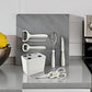 Stainless Steel 6-Piece Kitchen Gadgets Set, Kitchen Scissors, Kitchen Utensils Set with Holder, Paring Knife, Whisk, Bottle Opener, Peeler- Anti-Slip Handle, Decorative Base