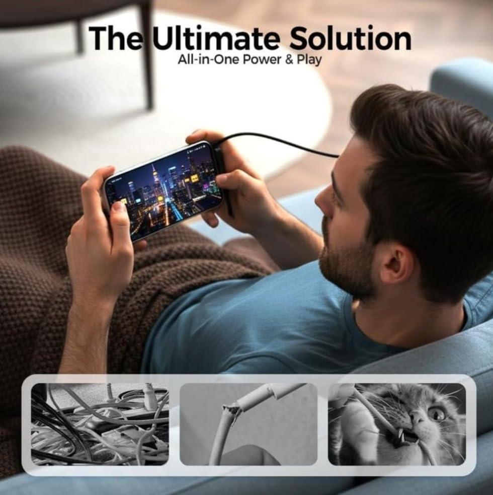 SHAYOXA USB-C to USB-C Braided Cable, 240W Fast Charging, Foldable Connector, Black