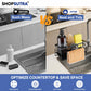Kitchen Sink Organiser with Drain Tray, Countertop Storage Rack for Dish Soap Sponge Scrubber, Metal Wire Design, Black