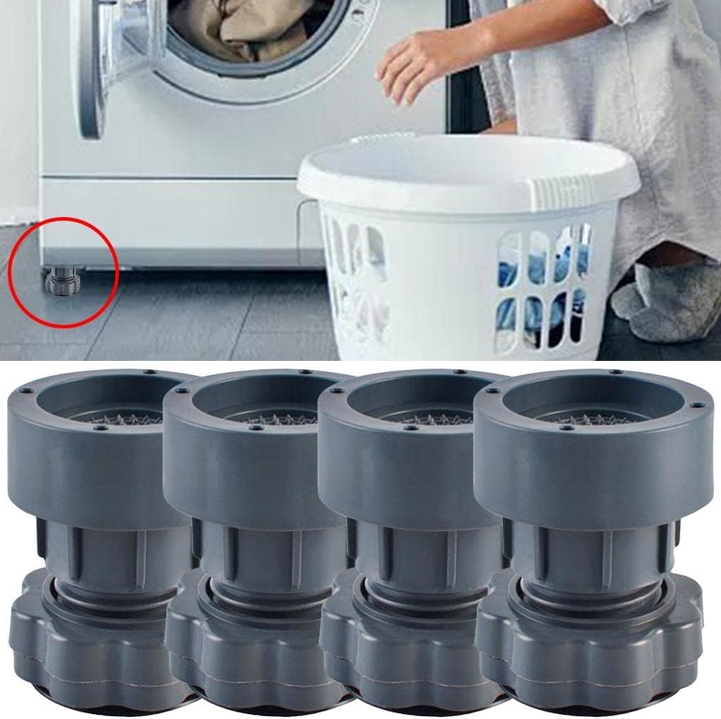 Furniture Leg Risers, Heavy Duty Gray Plastic Adjustable Bed Lifts, Set of 4 Stackable Elevators for Tables and Chairs Whit Anti Vibration Pads for Washing Machine Stand Foot