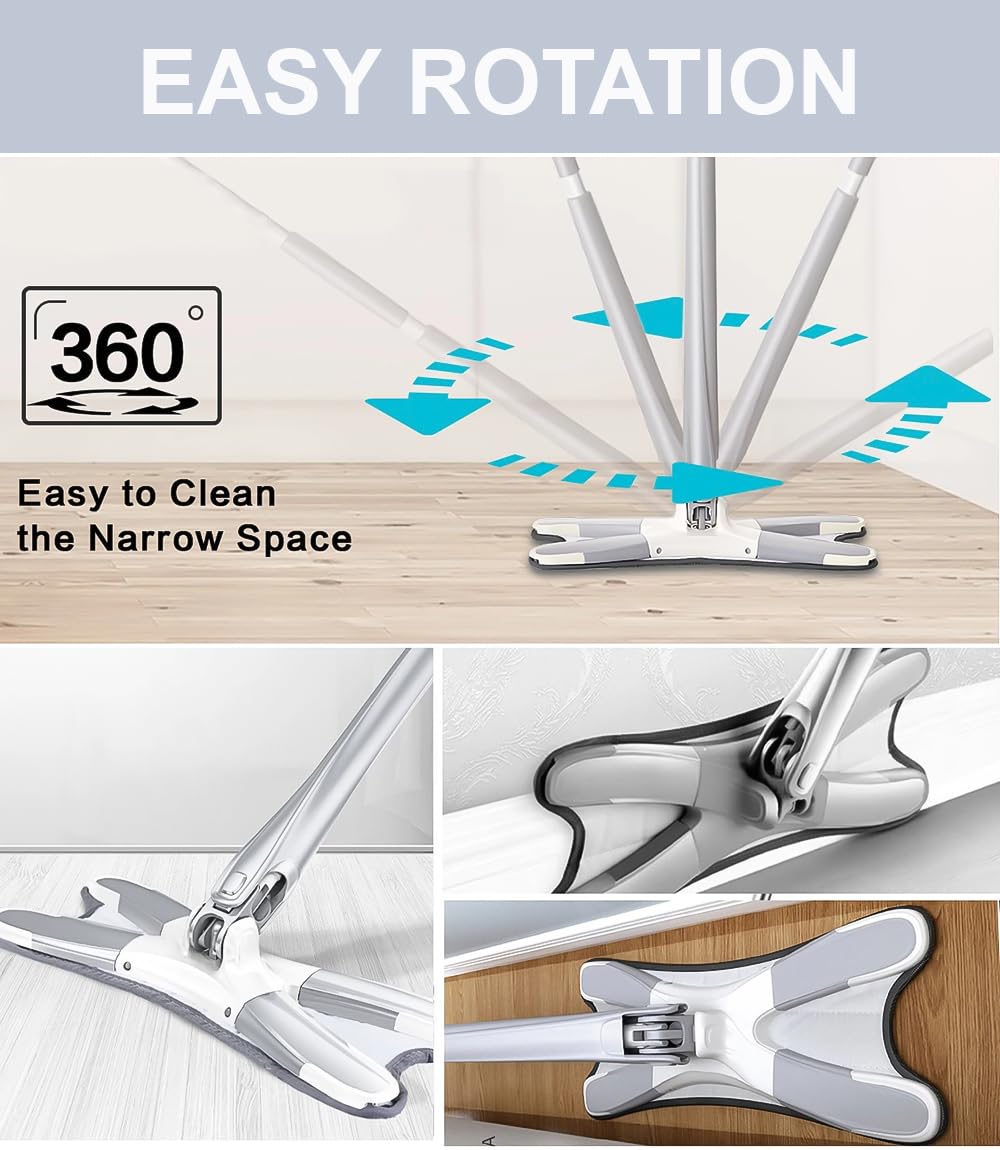 STELLIX Mop Pocha for Floor Cleaning|X-Shape 360� Mop with Flexible Head, Ideal for Wet & Dry Cleaning for Any Surface | Super-Absorbent Pads