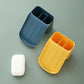 Multipurpose Adhesive Bathroom Shelf: 2-in-1 Soap Holder, Toothbrush & Razor Storage | Waterproof Wall Organizer