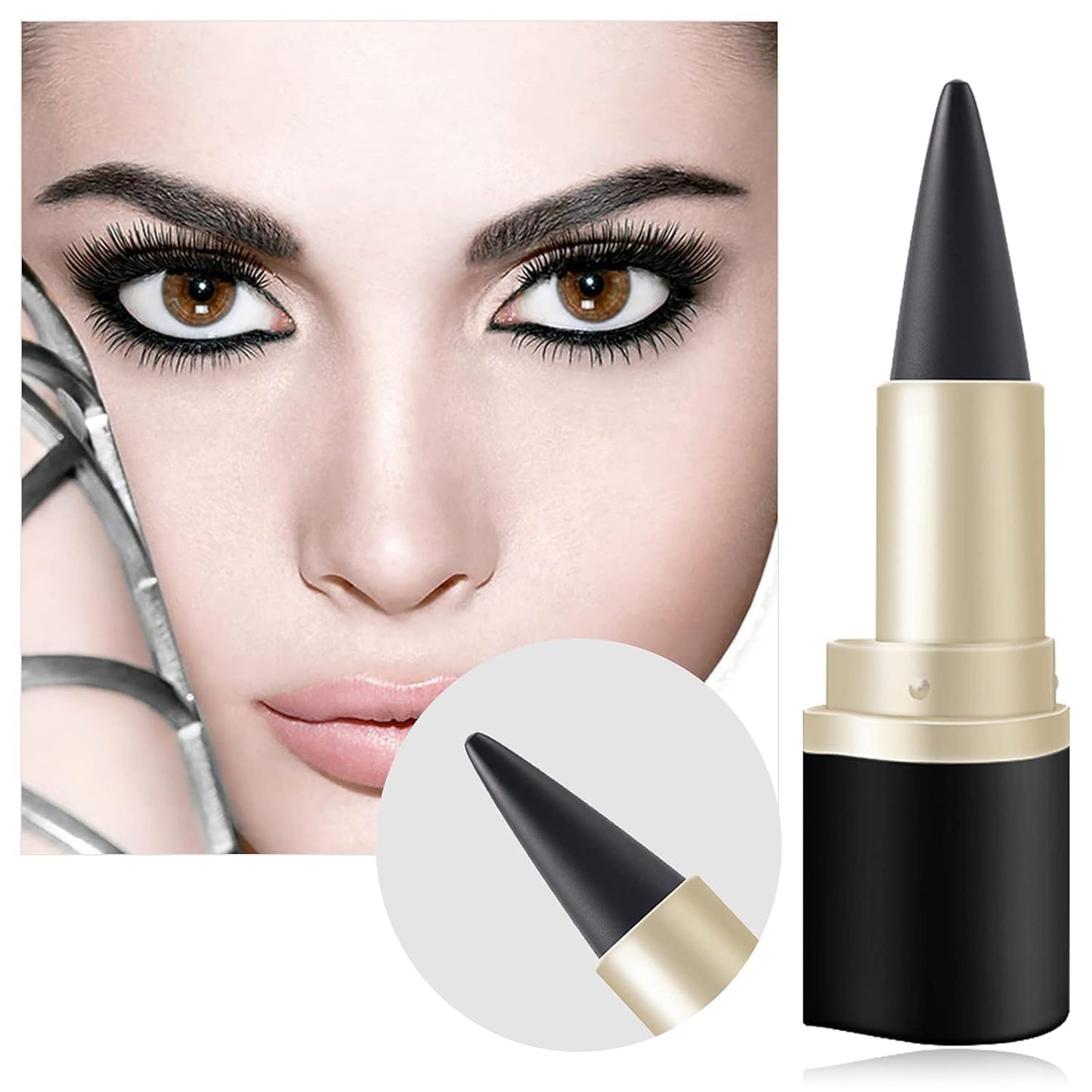Black Gel Cream Eyeliner, Pencil Eyeliner & Kajal, Tool Smudge Proof and Waterproof Matte Quick Dry Black Eye-liner Pencil Tattoo Pen Stick Makeup for Women