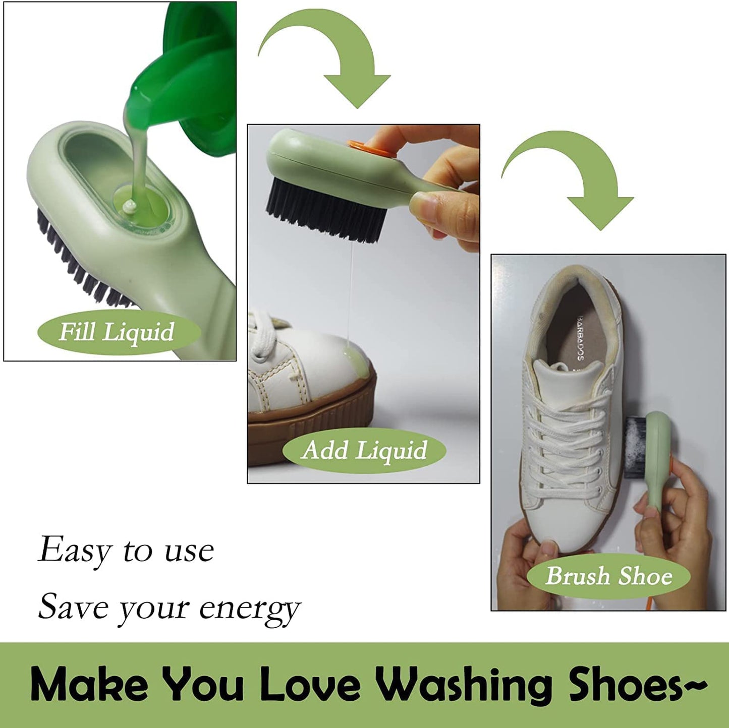 2 in 1 Brush Soap Dispensing Cleaning Brush with Handle Scrubbing Reusable Washing Shoe Brush for Shoes Clothes Cleaning