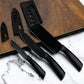 Klick n shop Stainless Steel Kitchen Knife Set – 3 Piece Chef, Utility & Paring Knives with Blade Cover | Sharp Vegetable, Fruit & Meat Cutting Knives with Ergonomic Handle (Black)