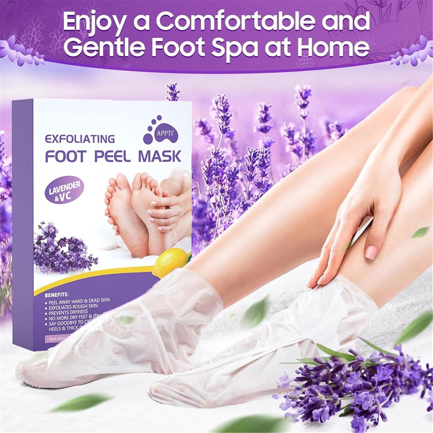 KLIFFOO Glycolic Acid Foot Peeling Mask 2 Pair, Korean Peeling & Exfoliating Foot Peel Off Mask for Rough, Dry & Cracked Heel, Feet Repair Socks Removes Dead Skin & Callus Remover, Cruelty-Free