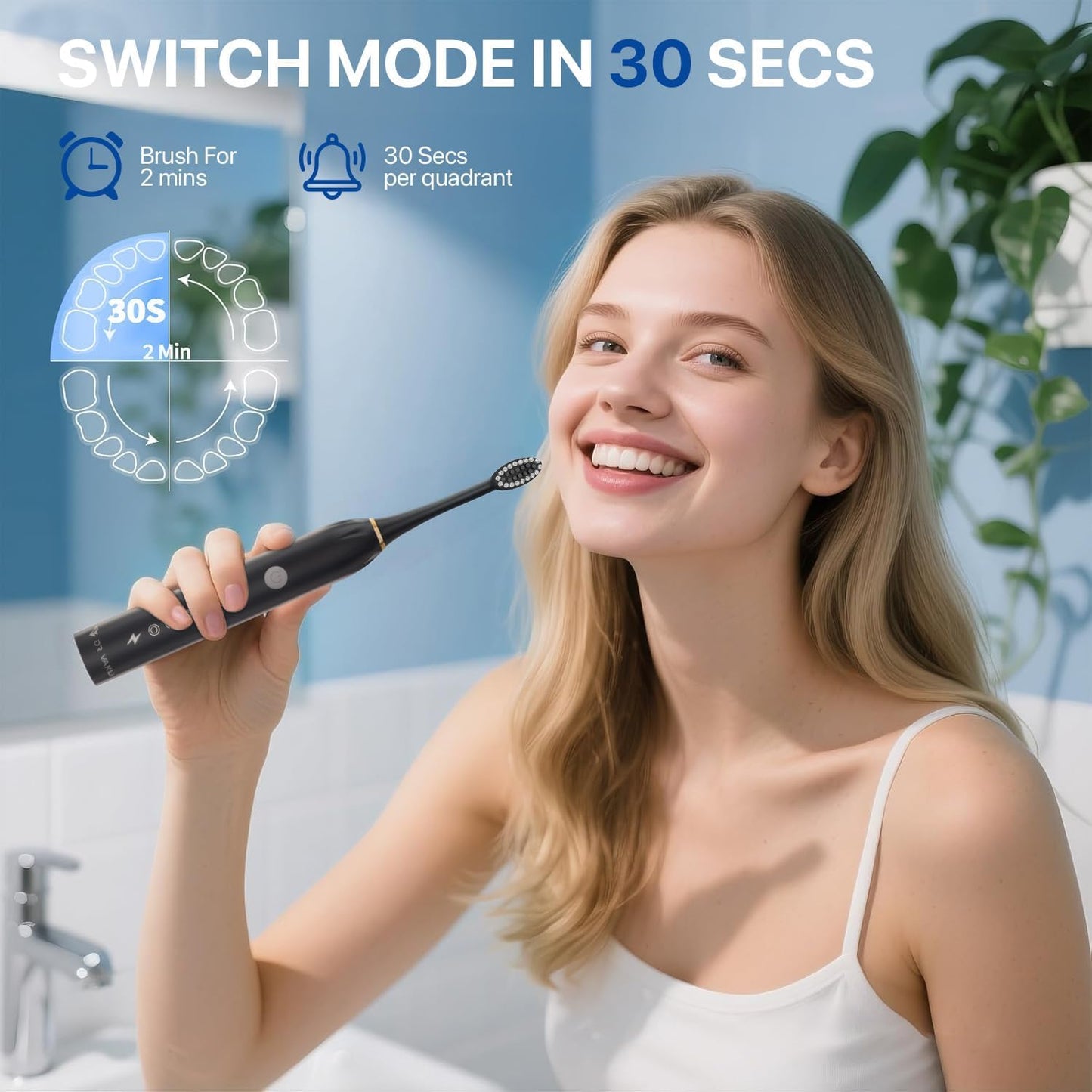Sonic Electric Tooth Brush For Adults With 5 Modes, 4 Brush Heads & Rechargeable | Ultrasonic Tooth Brush IPX7 Waterproof Cleaning Toothbrushes Adults (Multicolor, Standard,