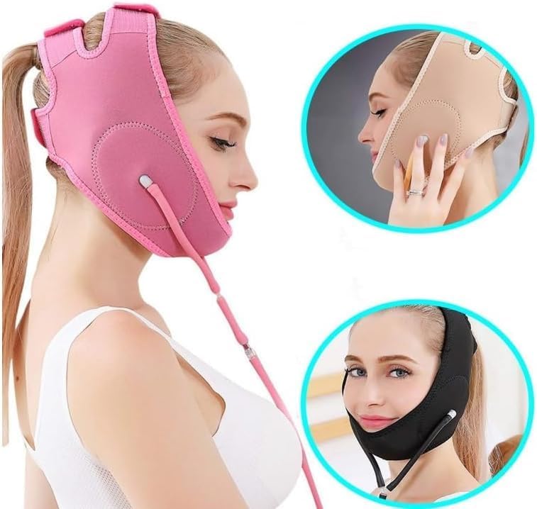 Cozron Silicone V Face Mask, Face Lift Up Belt for Facial Slimming, Chin & Cheek Slimming Bandage Mask, Double Chin Fat Reducer, Skin Tightening for Women & Men (MultiColour)