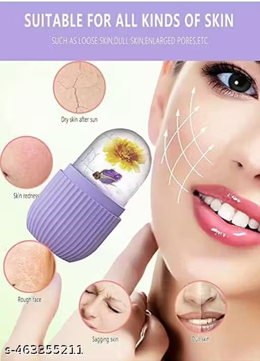 Ice Roller for Face | Ice Roller for Face Massager | Face Ice Roller for Men & Women | Ice Cube Roller for Glowing Skin & Puffy Eyes | Reusable & Unbreakable
