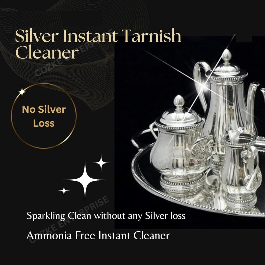 Silver Dip Cleaner Liquid - Fast Acting Tarnish Remover for Jewellery, Pooja Items & Utensils Instant Sparkling Clean
