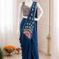 Get festive ready in our new Trending Stylish Ready to Wear Saree set  With Embroidery Work detailing.