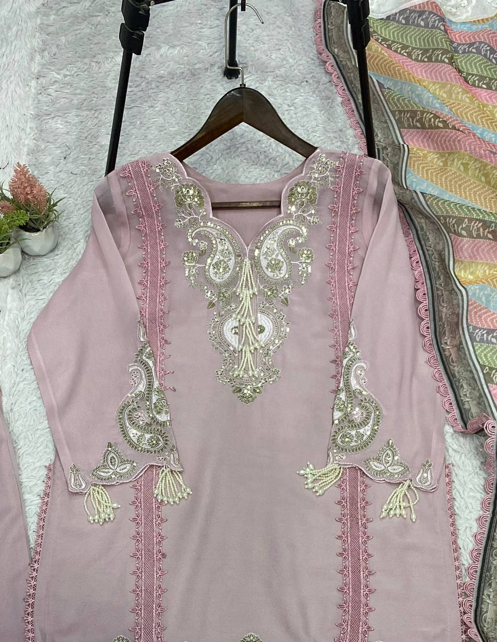 THIS WEDDING SEASON WEAR OUR BEAUTIFUL SEQUENCE EMBROIDERED TOP , PLAZZO WITH DUPATTA ✨ 2 New Colo