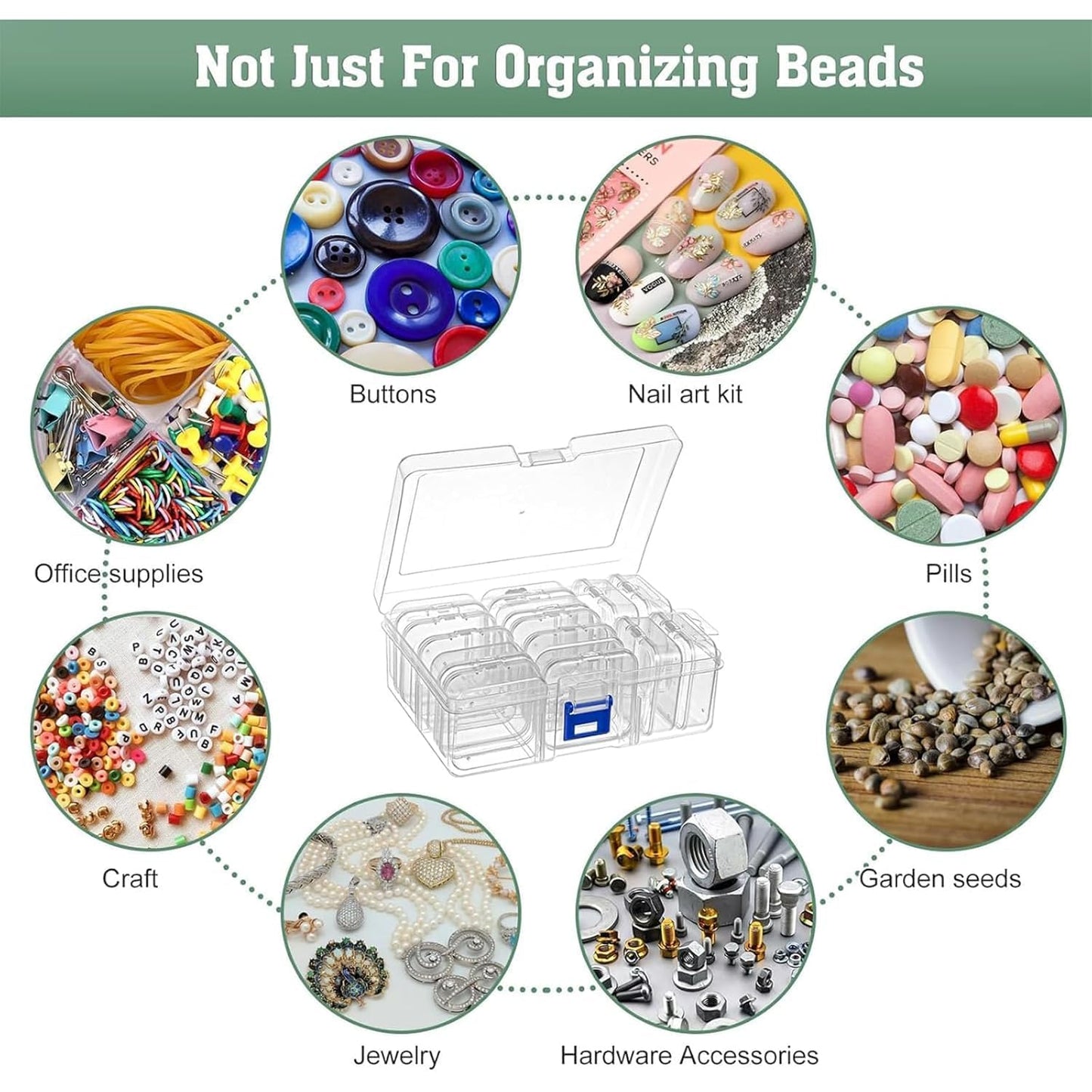 small plastic storage box 1 big storage box and 14 small inner boxes cases with lids clear craft supply cases for jewelry, beads, screws, pills, diy storage & travel accessories