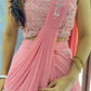 TRENDING STYLE NEW FANCY READY TO WEAR FAUX GEORGETTE SEQUENCE PATCH WORK SAREE AND FULLSTITCHED BLOUSE ??