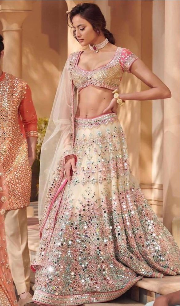 HEAVY DESIGNER FOIL PAPER EMBROIDERY LEHENGA CHOLI WITH DUPATTA