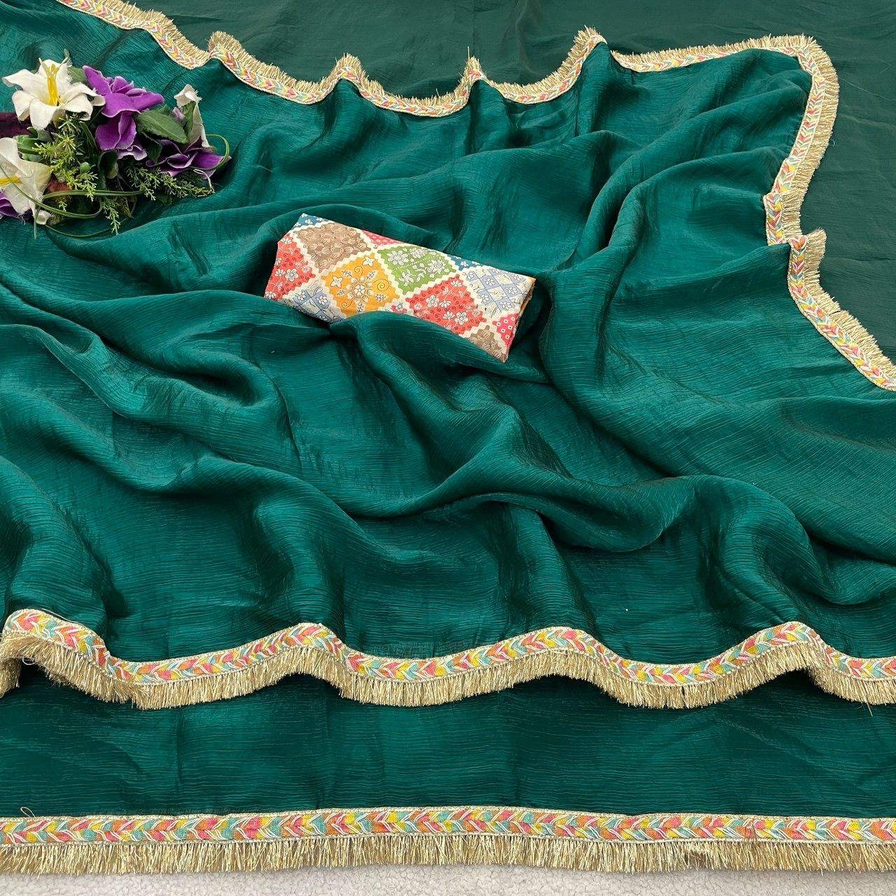 Presenting Enchanting soft FENDY satin  saree For Intimate And Big Fat Indian Weddings, That Are Light On Your Skin And Uplift Your Wedding Shenanigans.