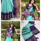 Elegant Turquoise & Purple Heritage Saree