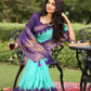 Elegant Turquoise & Purple Heritage Saree