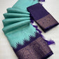 Elegant Turquoise & Purple Heritage Saree