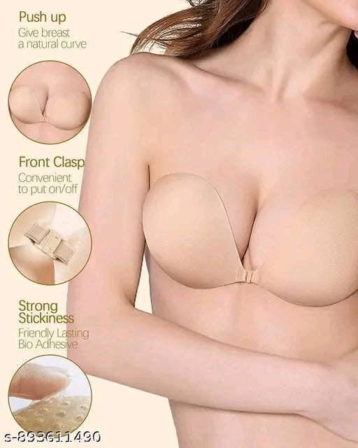 Silicone Push-up Bra with Nipple Covers Strapless Sticky and Invisible for Backless Dress
