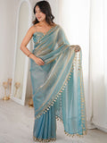 Premium Fendi Satin With Mirror Work 5.5 MTR Saree