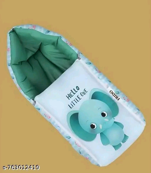 3 IN 1 Baby sleeping bag and carry nest, cotton bed cum infant portable bassinet and for baby carrying and co sleeping, unisex baby bedding set for new born baby 0-12 months (hathi print, multicolour)
