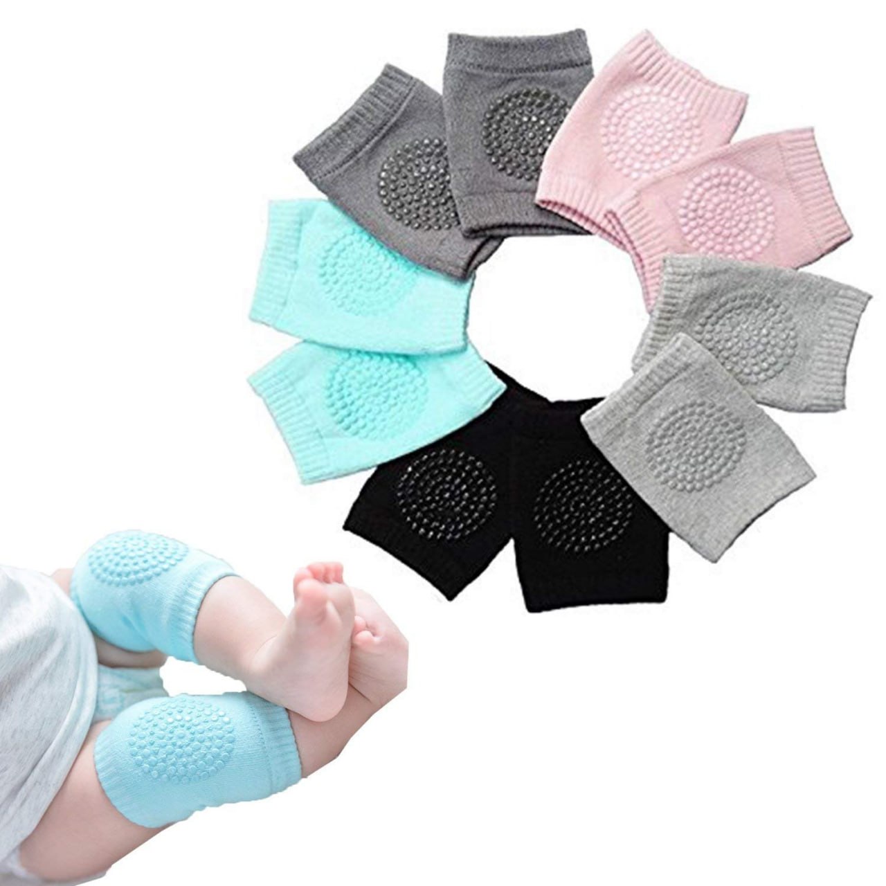 NAKODA ENTERPRISES- 2 Pair Baby Knee And Elbow Pad Baby Crawling Elbow Pad Baby Leg Warmer Baby Kneecap (Multi Color) Pack Of 2