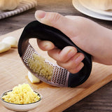 Stainless Steel Garlic Press Rocker Crusher & Mincer with Ergonomic Handle – Manual Garlic Masher for Easy Chopping & Kitchen Cooking Tool"