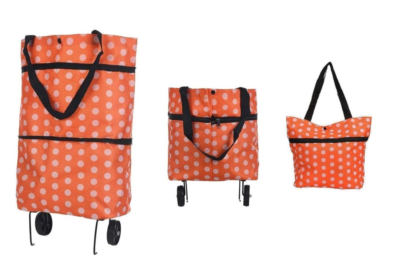 Ayuransh Expandable Shopping Trolley Bag with Wheels, Foldable, Random Patterns and Colors