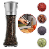 NBK Steel Salt and Pepper Grinder Adjustable Ceramic Sea/ Salt Grinder & Pepper Grinder - Tall Glass Salt and Pepper Shakers - Pepper Mill & Salt Mill