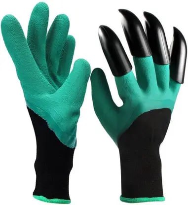 Garden Gloves With 4 ABS Plastic Claws For Digging & Planting - Unisex - One Size Fits All - 1 Pair