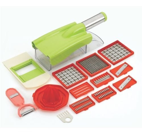 Krishiv 12 in 1 Multipurpose Chopper, Fruits & Vegetable Cutters, Grater Peeler Chipser, Unbreakable Food Grade Body, Easy Push to Clean Button Slicer Dicer, Chopper for Kitchen